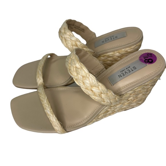 Steven by Steve Madden Straw Rattan Strappy chunky heels sz‎ 8.5 - Picture 2 of 8